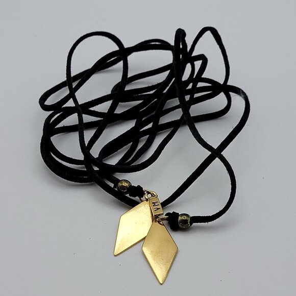 Vanessa Mooney Jewelry - Vanessa Mooney Bolo Tassel Lariat Necklace Black Soft Leather Gold Plated New